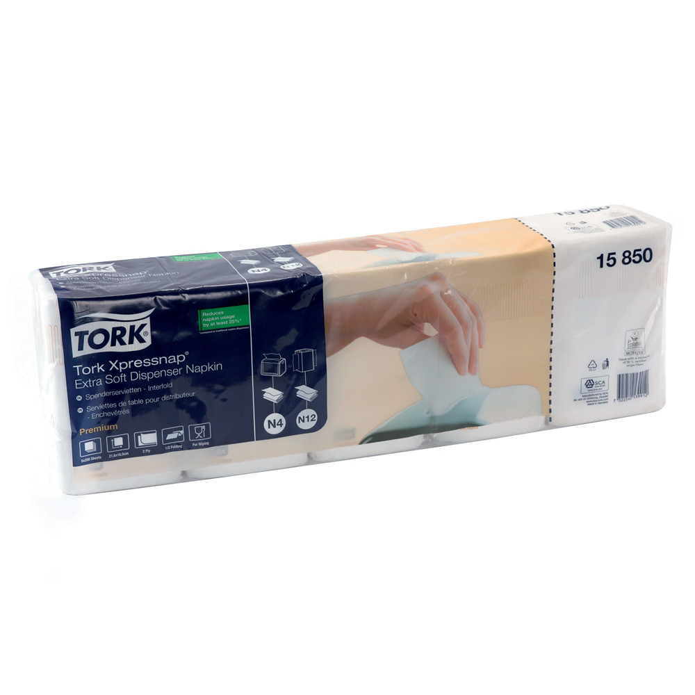 TORK Serviettes Premium Tork Xpressnap N4, pliage 1/2, le paquet de 1000 serviettes