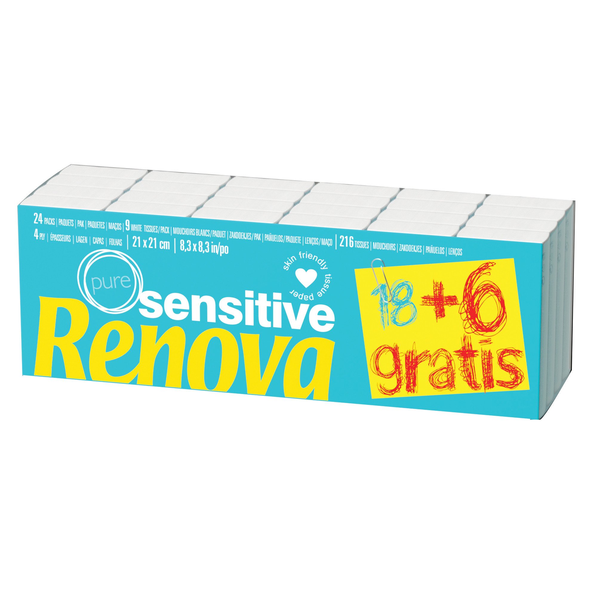 Mouchoirs Renova Sensitive, 24 etuis de 10 mouchoirs