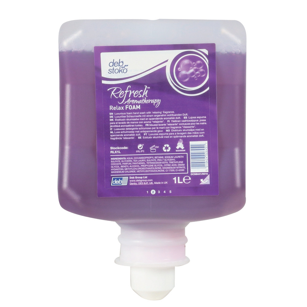 DEB Cartouches savon mousse mains Deb Refresh 1 L, lot de 6