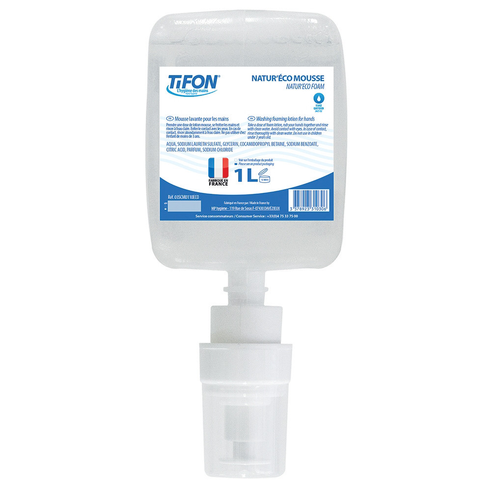 TIFON Savons mousse mains Natur'Eco 1 L, lot de 6 cartouches