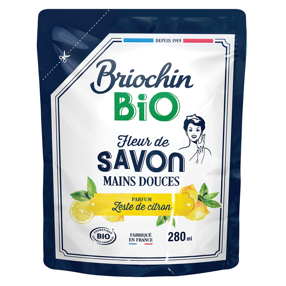 BRIOCHIN Savon mains liquide Briochin Bio zeste de citron, recharge 280 ml