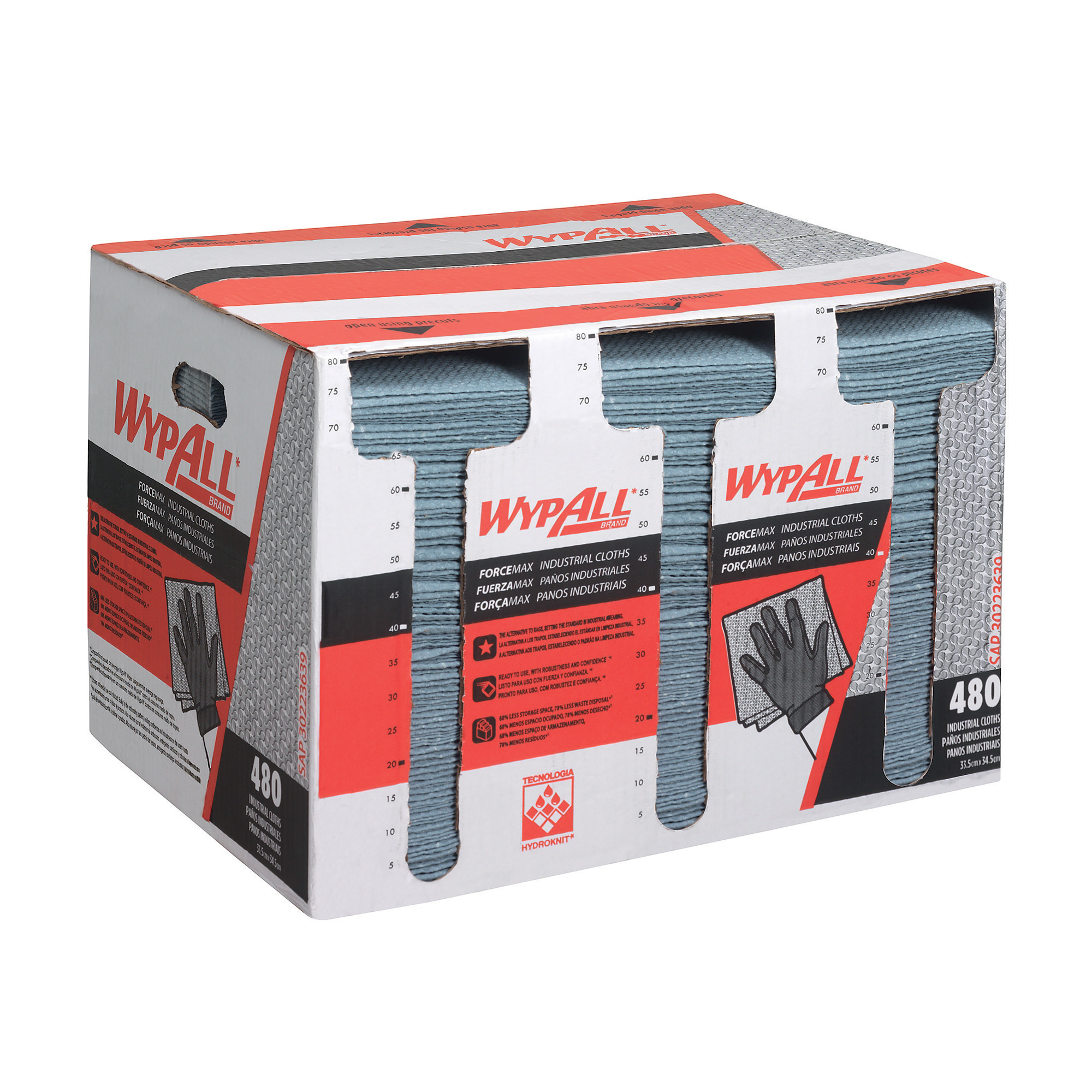 Chiffons Wypall FORCEMAX, boite distributrice de 480 formats