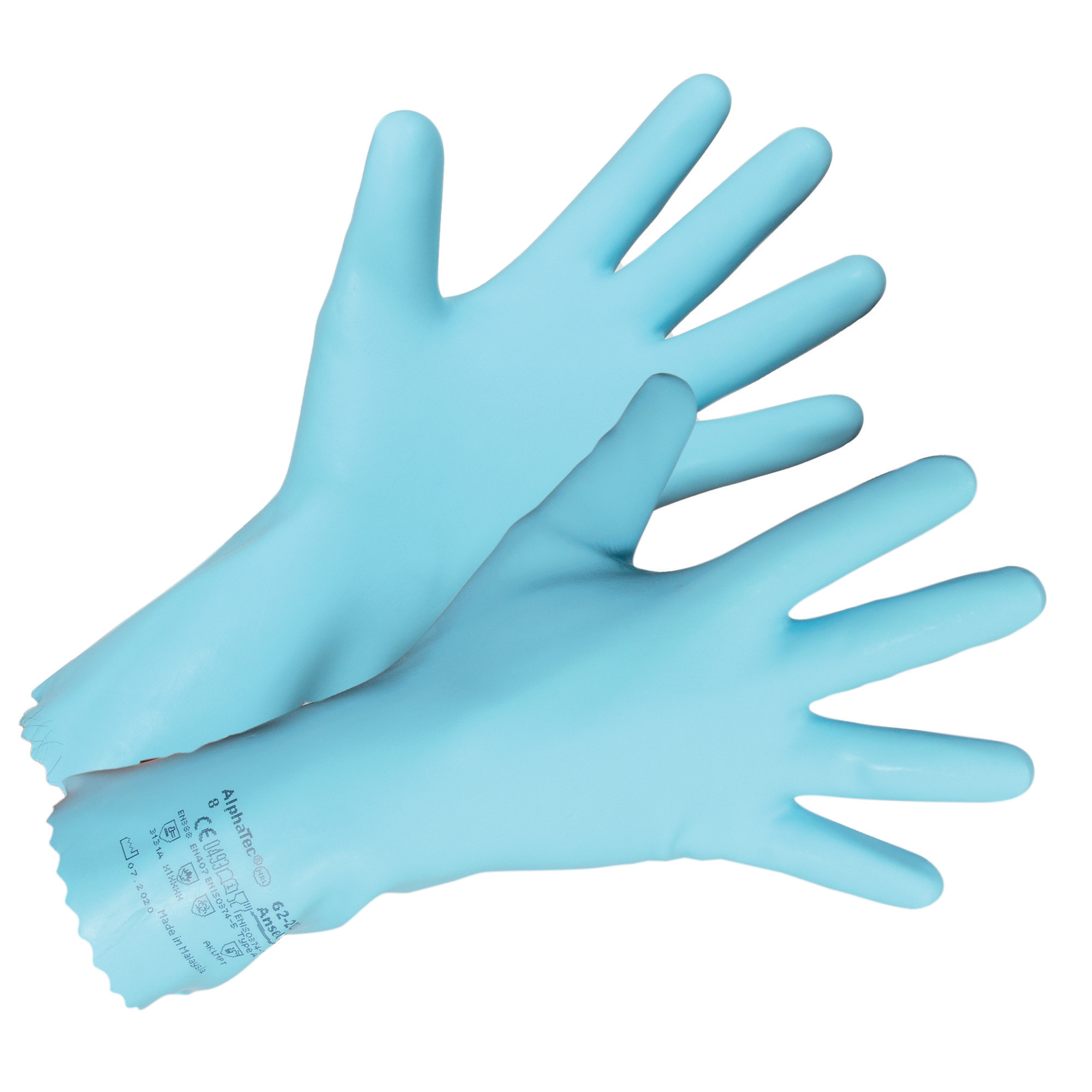 Gants de ménage Ansell Premium VersaTouch 62-201 bleus taille 8, lot de 10 paires