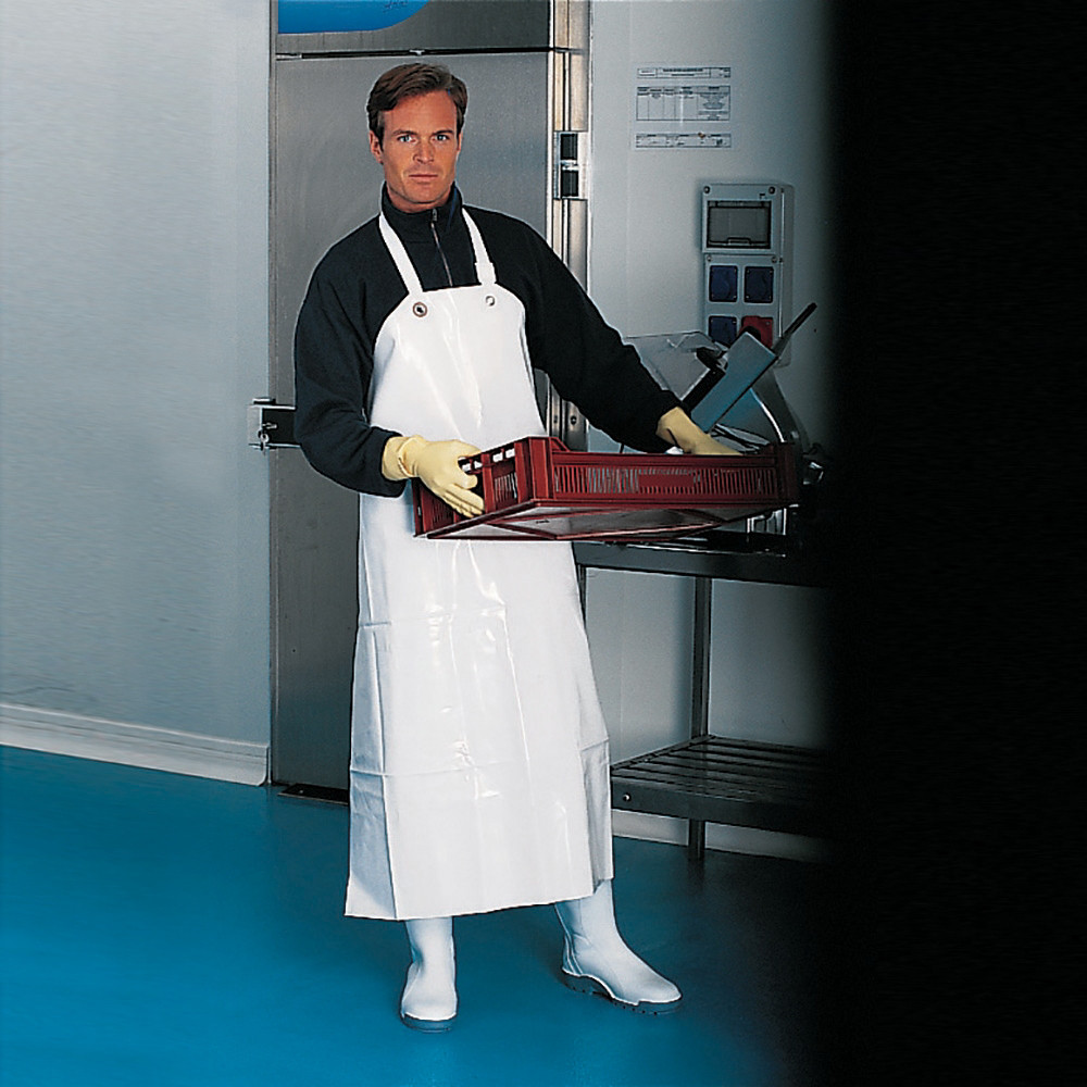 DELTA PLUS Tablier de travail alimentaire en nitrile / PVC blanc, taille unique, DeltaPlus