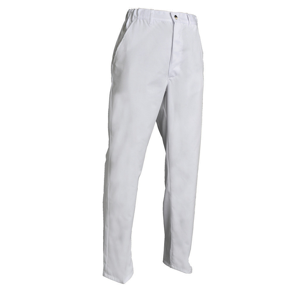 Pantalon cuisinier Guy mixte polycoton blanc, taille 3