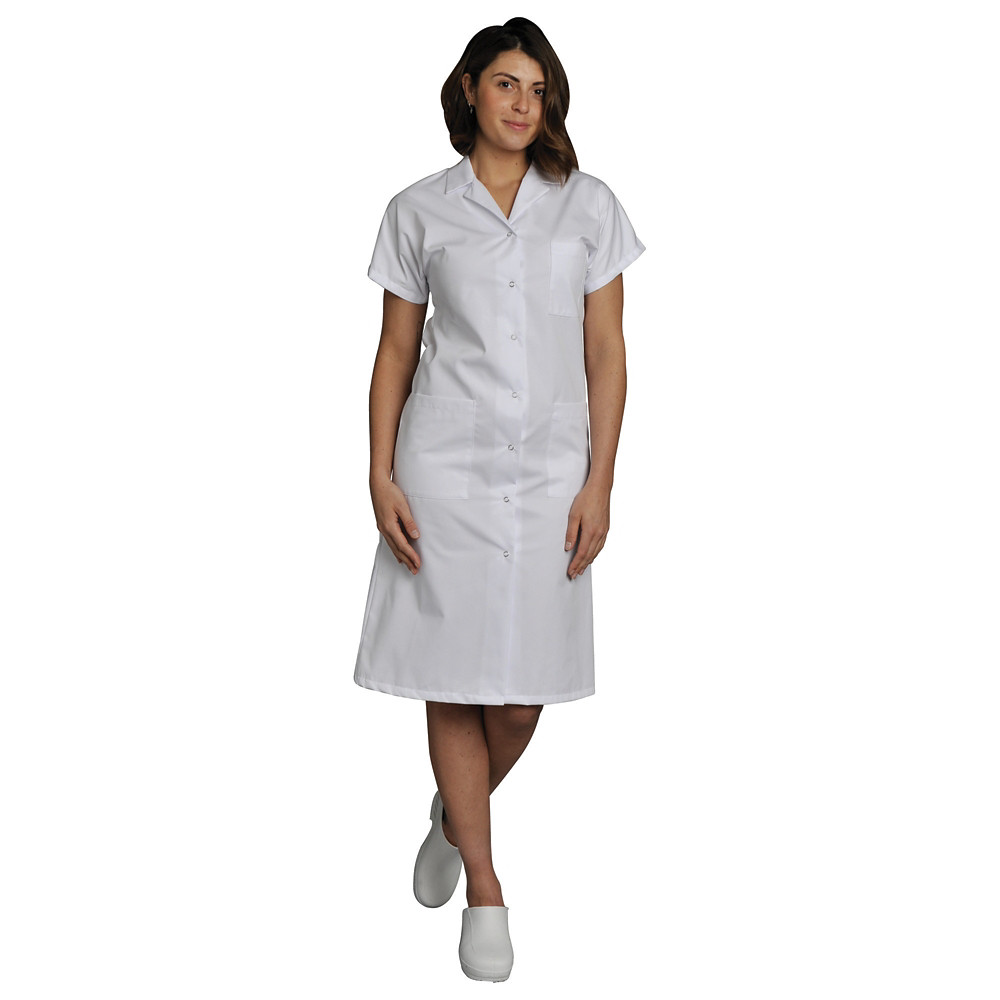 Blouse hospitalire blanche femme, manches courtes, en polycoton, taille 56/58