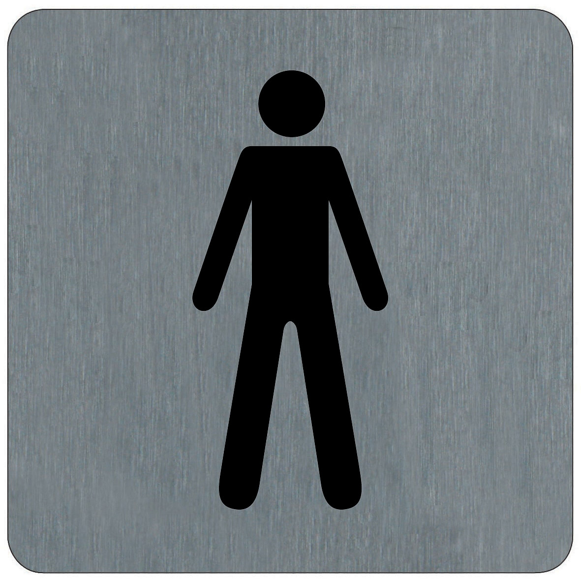 Plaquette de porte toilettes hommes 10 x 10 cm aluminium brossé
