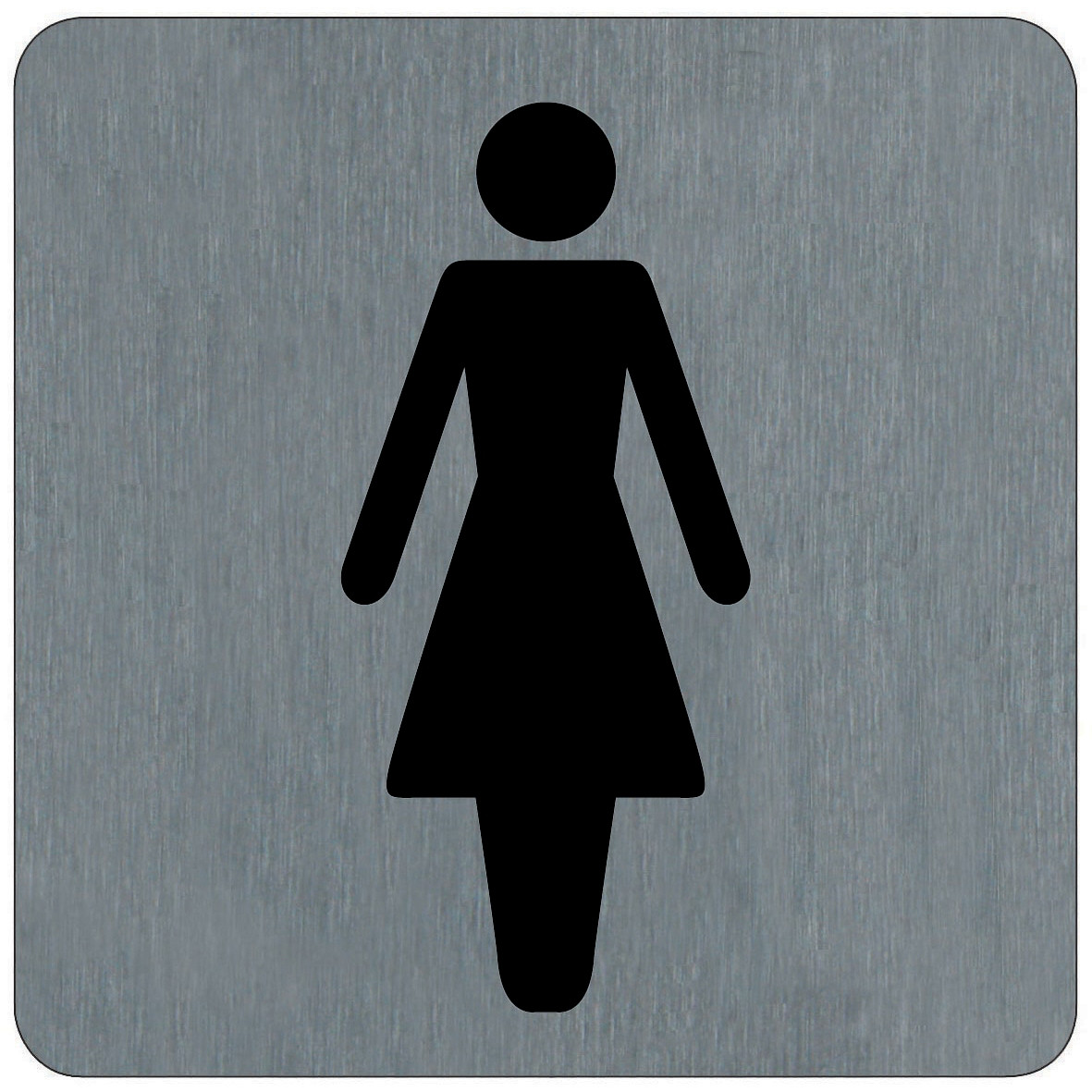 Plaquette de porte toilettes femmes 10 x 10 cm aluminium brossé