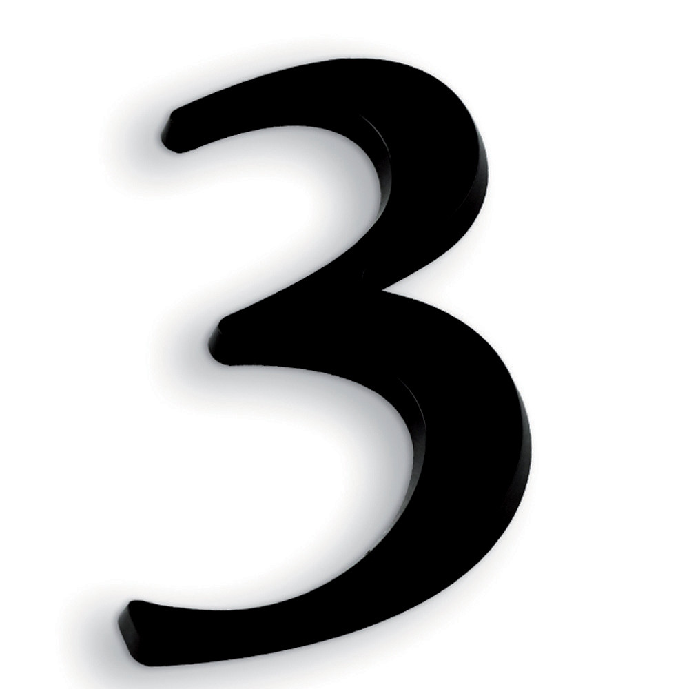 Chiffre autocollant « 3 » en relief, 40 mm, noir, lot de 5