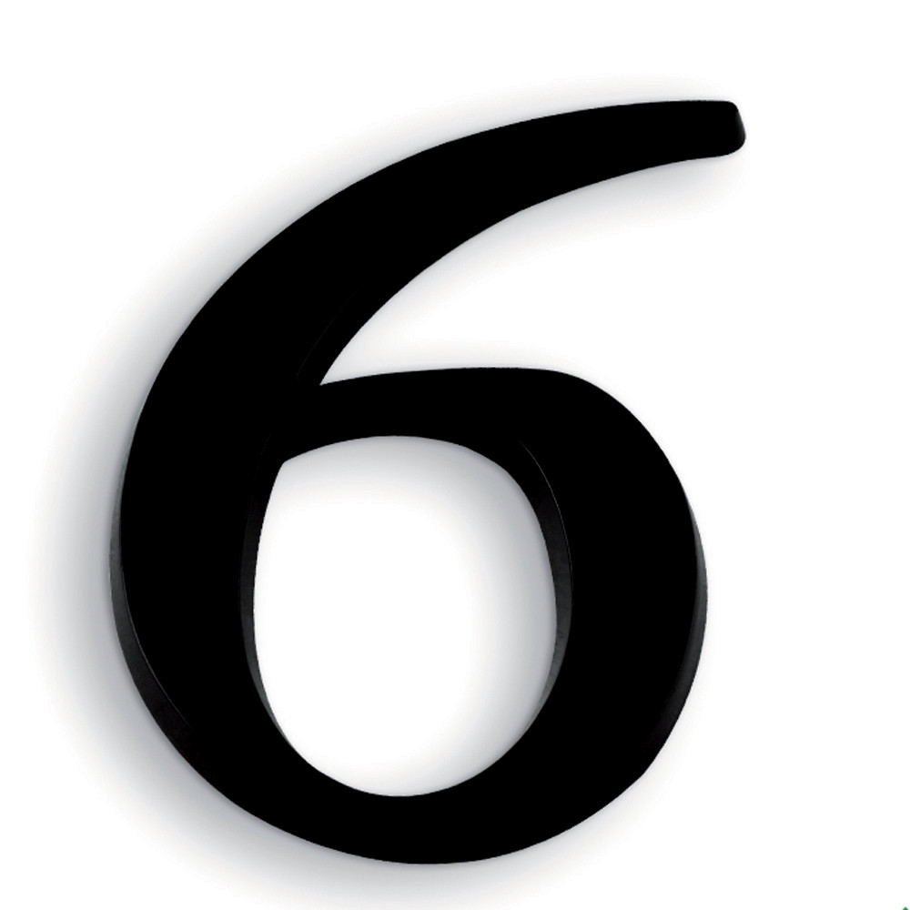 Chiffres autocollants 6 en relief 40 mm noir, lot de 5