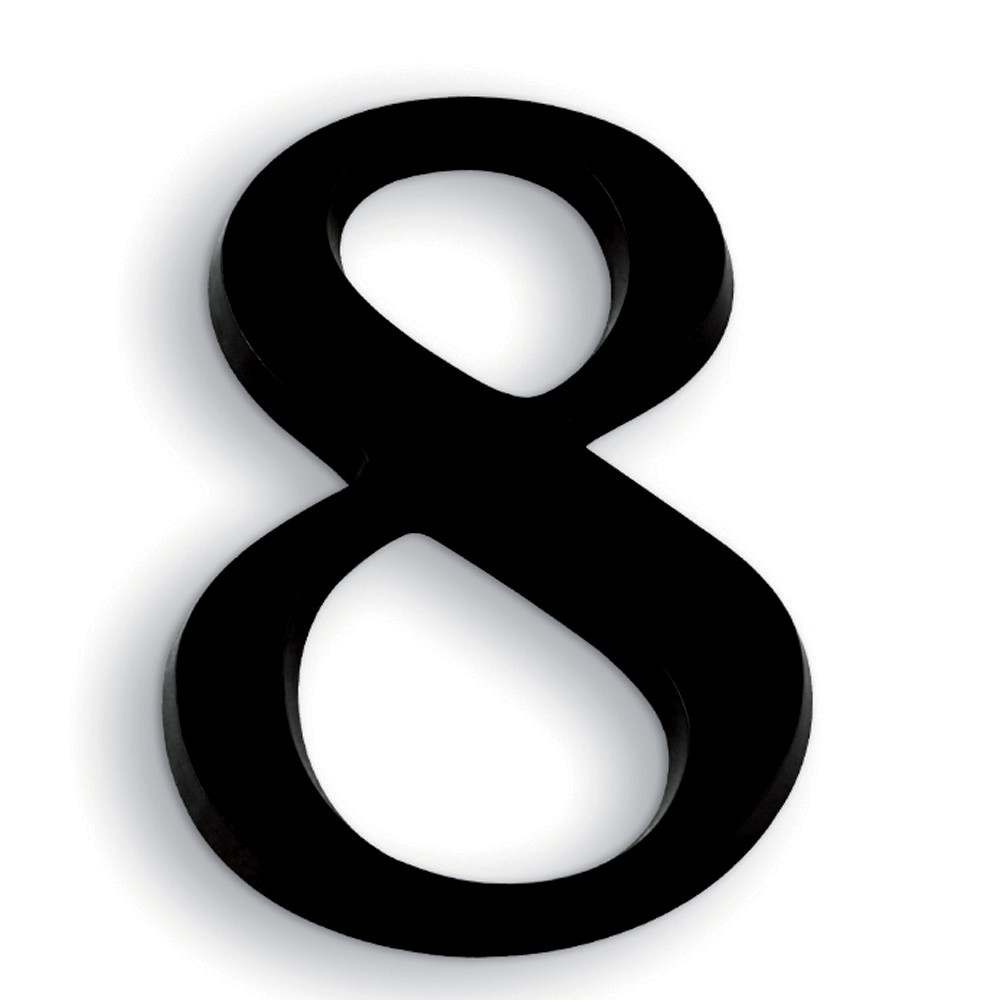 Chiffre autocollant « 8 » en relief, 40 mm, noir, lot de 5
