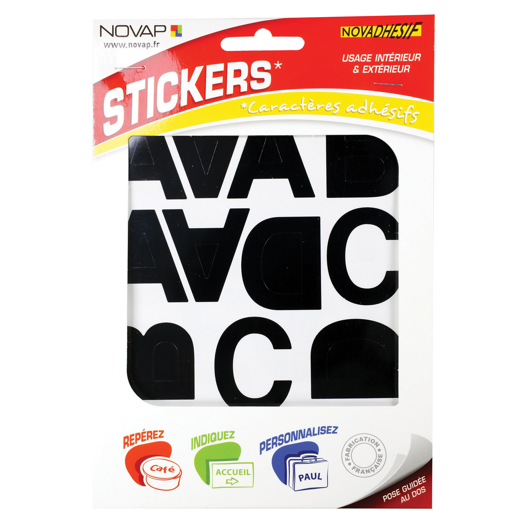Stickers adhésifs lettres alphabétiques 40 mm coloris noir