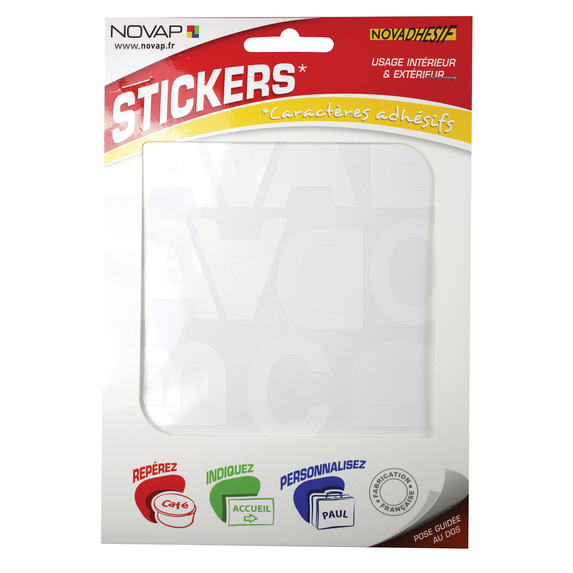 Stickers adhésifs lettres alphabétiques 40 mm coloris blanc