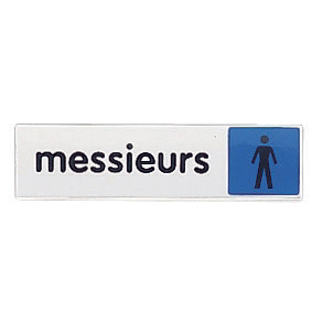 Plaquette de porte sanitaires et vestiaires messieurs 17 x 4 cm plexiglas