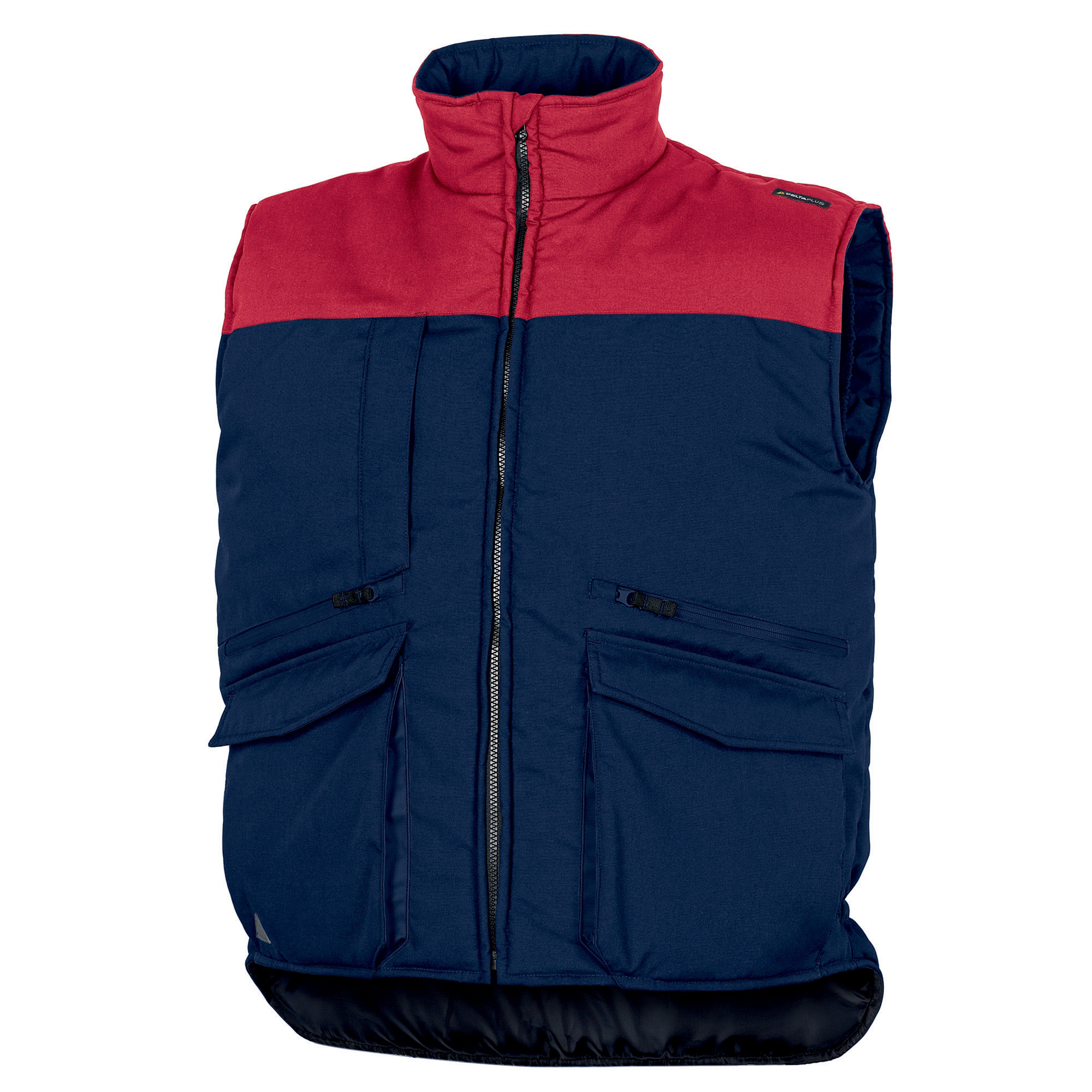 Gilets multipoches marine et rouge. Delta Plus, taille XXXL.