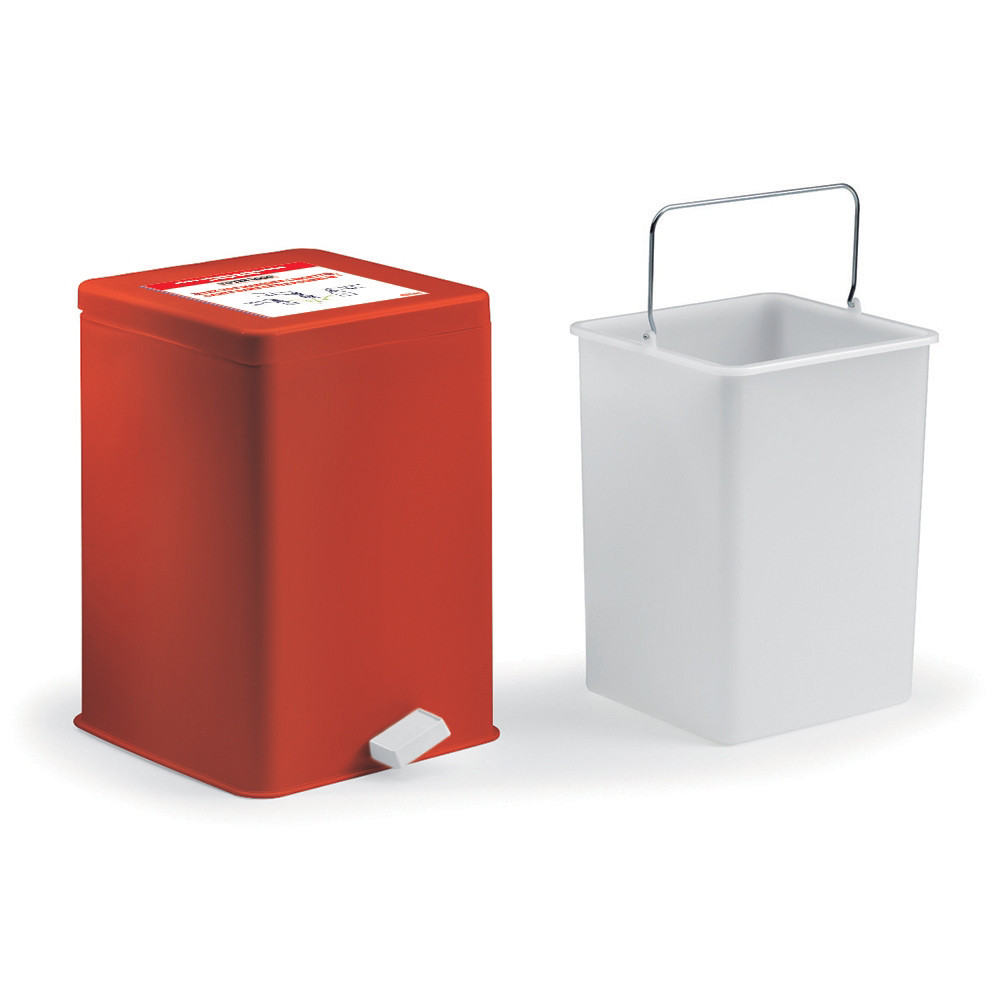 Poubelle à pédale carrée rouge 18 L Gilac