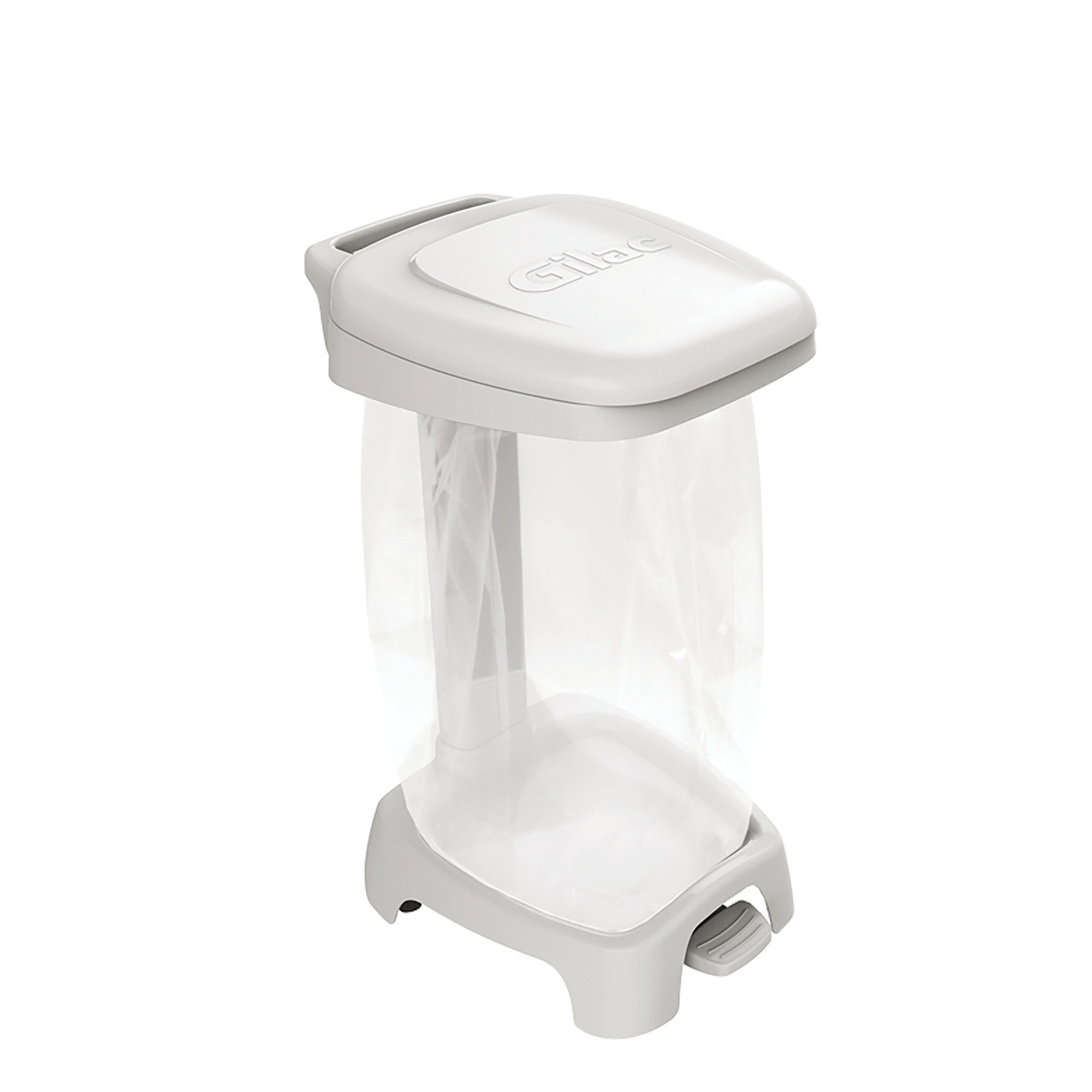 Support sac poubelle d'intérieur 2 roues à pédale blanc avec couvercle 120 L