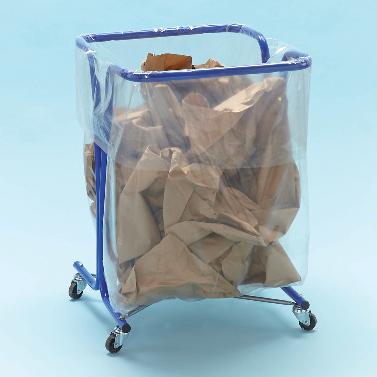 MOTTEZ Support sac poubelle d'intérieur à roulettes Mottez bleu sans couvercle 240 L