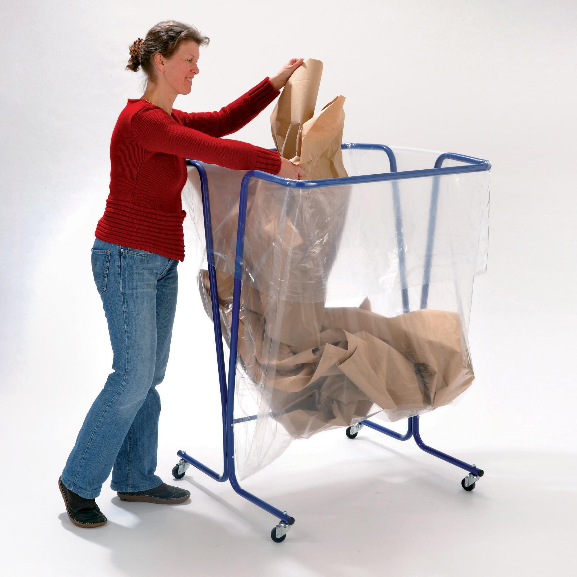 Support sac poubelle d'intérieur à roulettes Mottez bleu sans couvercle 600 L