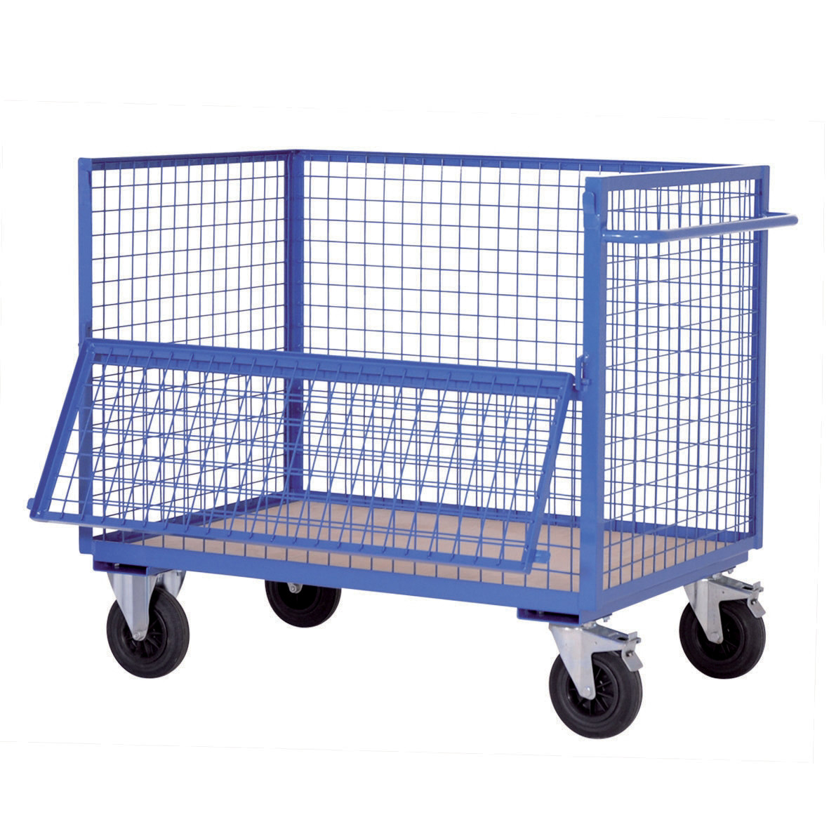 Chariot+grillage+à+demi-ridelle+rabattable+-+charge+500+kg