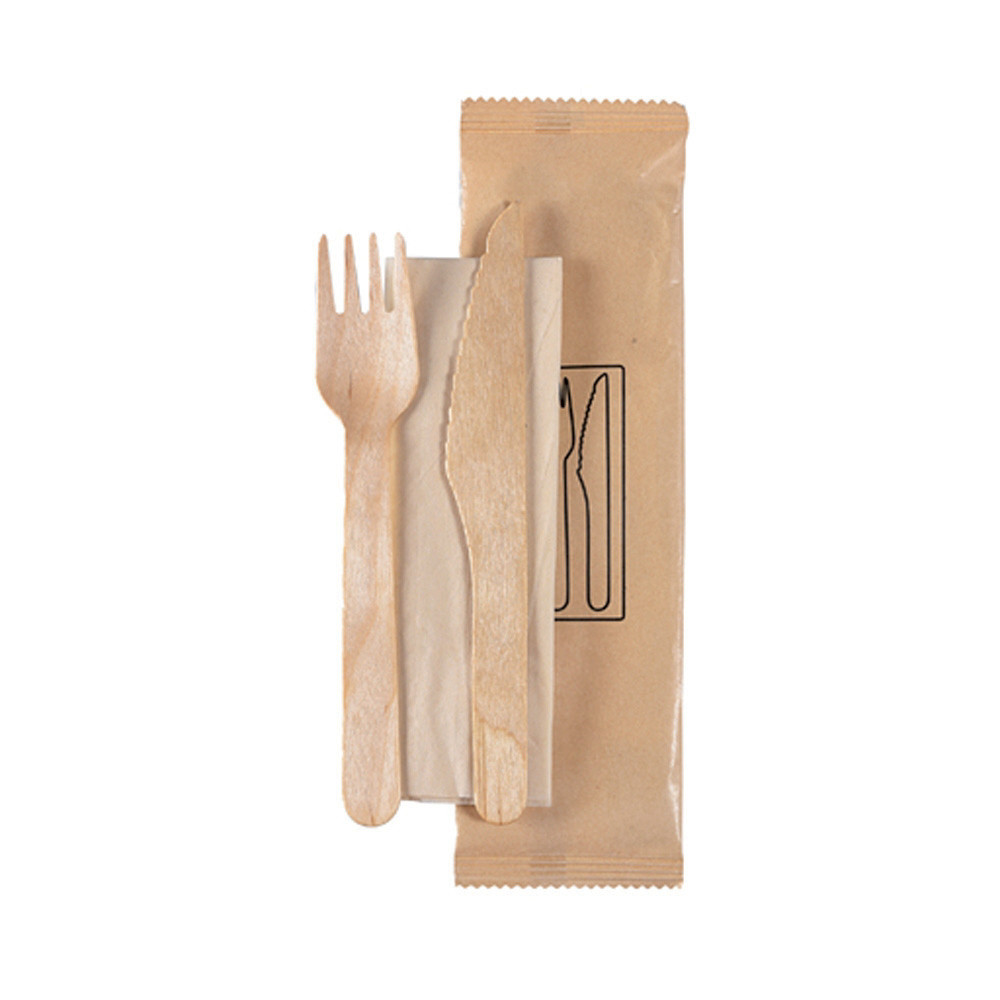 DUNI Kit couverts en bois 3 en 1, lot de 500