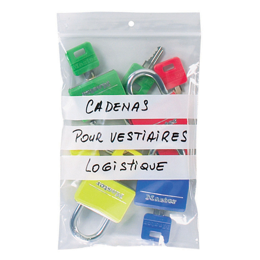 1000 sachets  fermeture zip avec bande d'criture, paisseur 50 microns, 16 x 22 cm