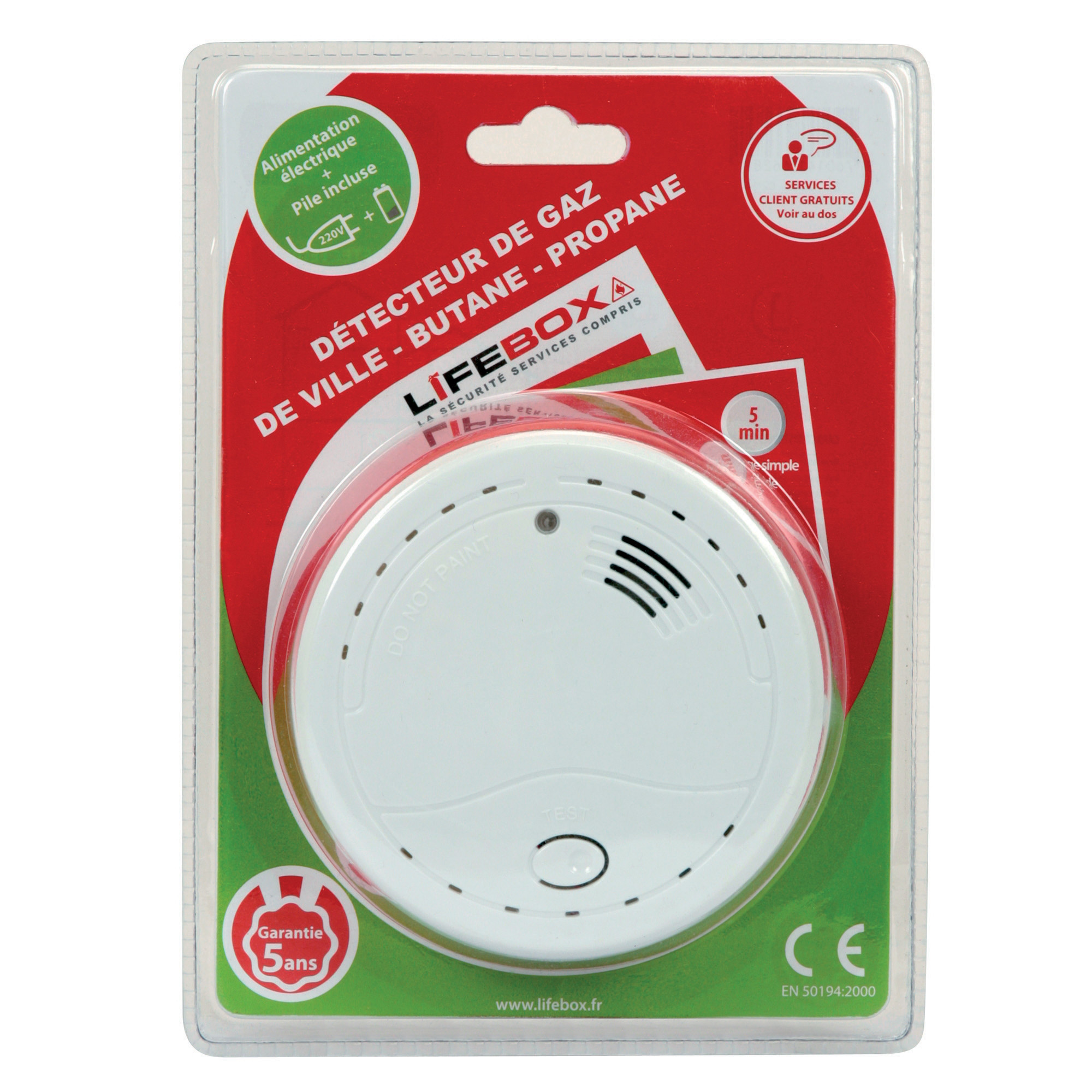 Détecteur de gaz Lifebox diamètre 10,5 cm