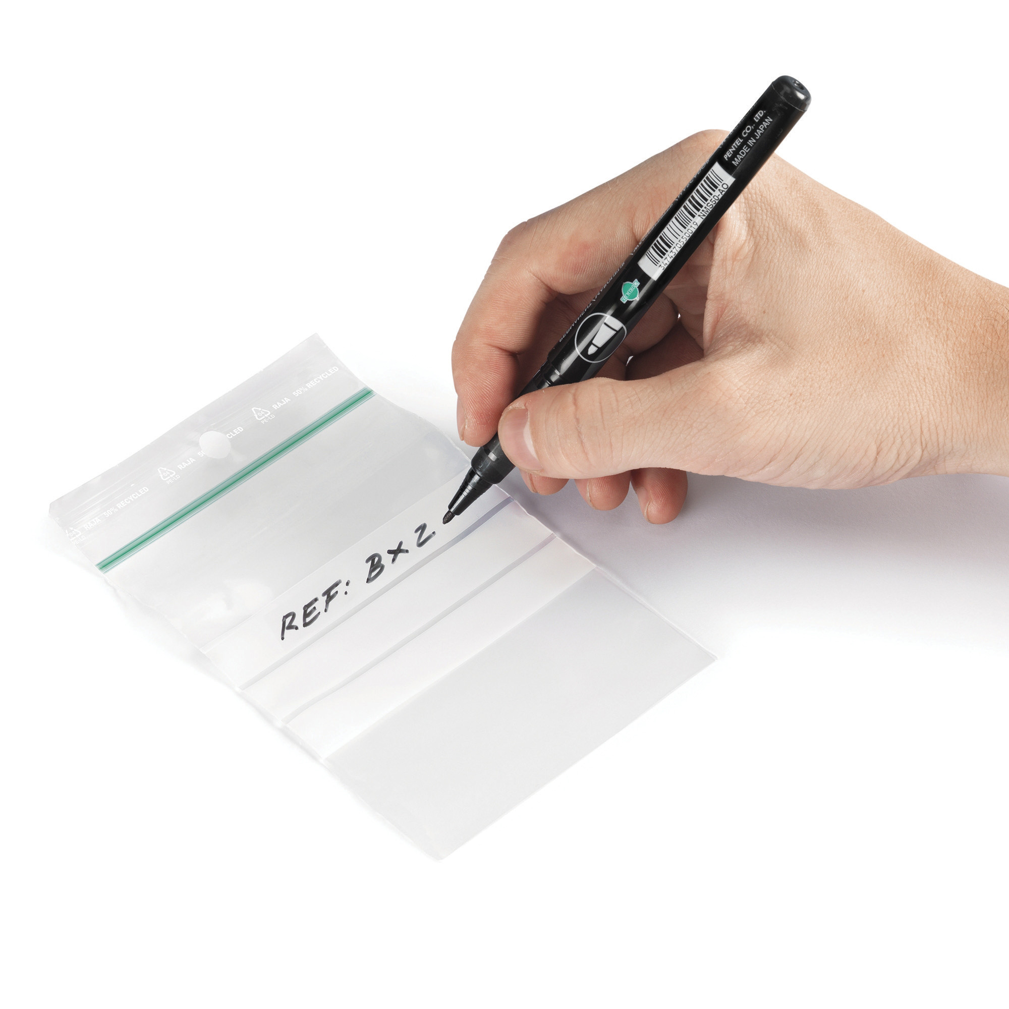 Sachet plastique zip 50% recyclé transparent 100 microns RAJA 8 x 12 cm, lot de 500