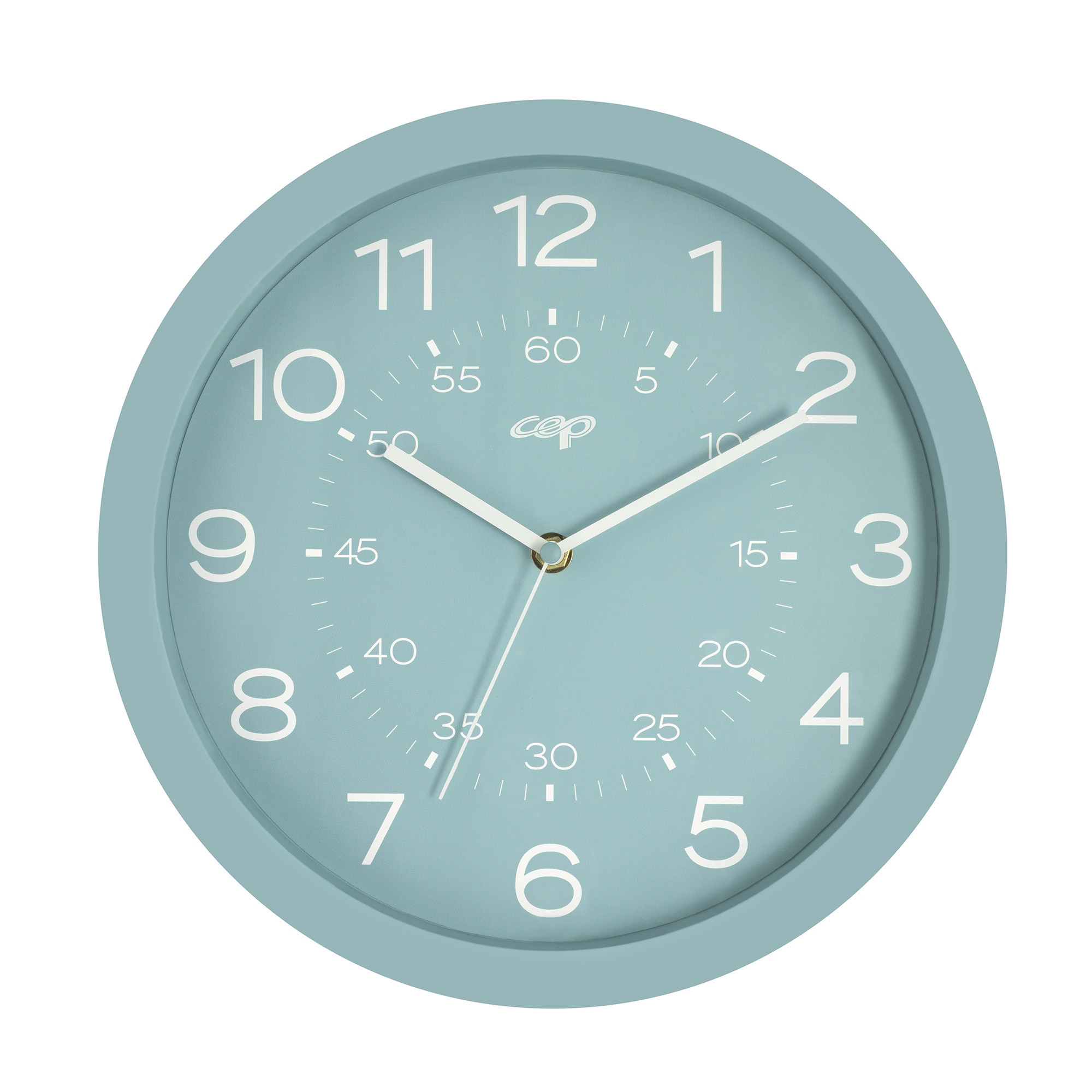 Horloge murale à quartz silencieuse CEP Riviera vert d'eau, Ø 30 cm