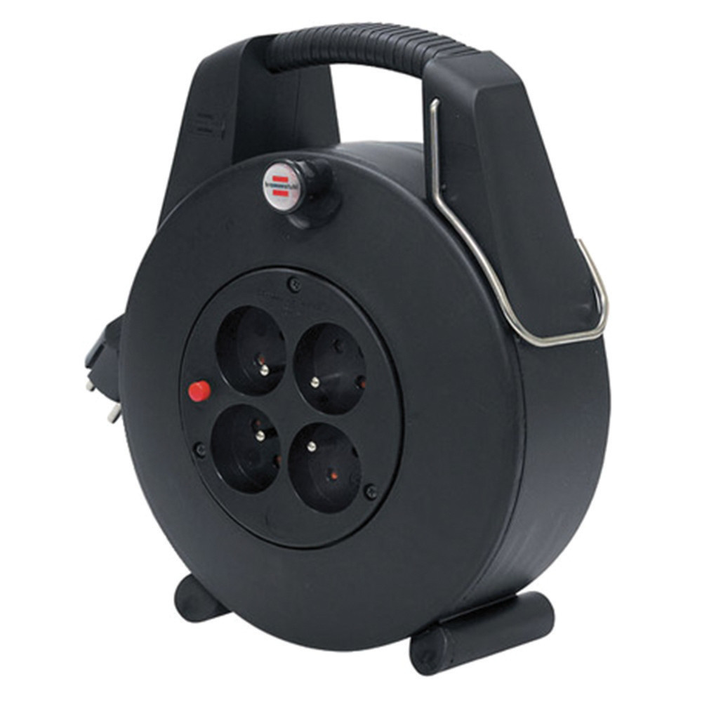 BRENNENSTUHL Enrouleur lectrique domestique Confort-Line Brennenstuhl, Design-Box 4 prises, cble 20m H05VV-F 3G1,0, coloris noir