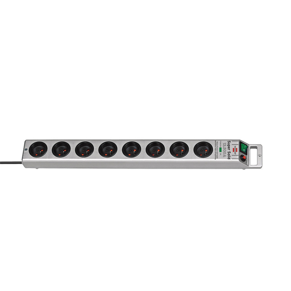 BRENNENSTUHL Prolongateur multiprise Super-Solid Brennenstuhl, parasurtenseur 13 500A, 8 prises courant, coloris argent