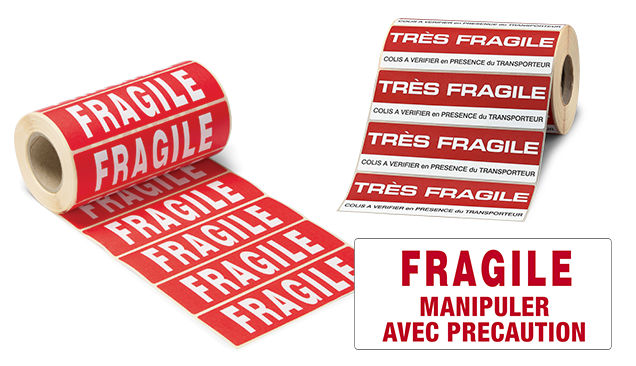 Étiquette imprimée fragile pour expédition
