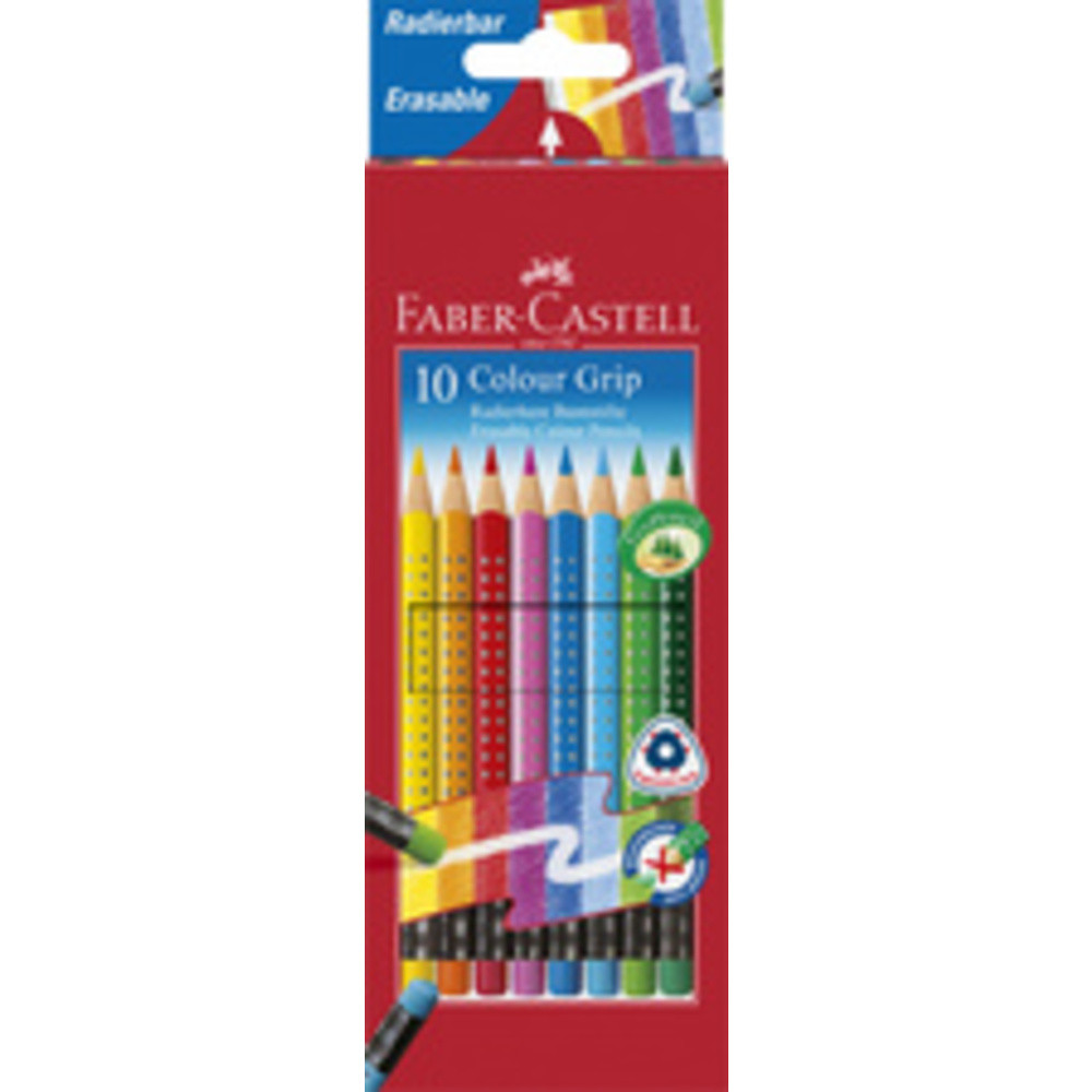 Crayons de couleur gommable avec grip, étui