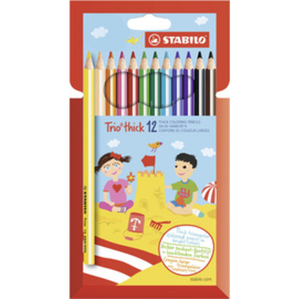 STABILO Trio Crayon de couleur Étui carton x 18 crayons de coloriage triangulaires + taille crayon - vue 2