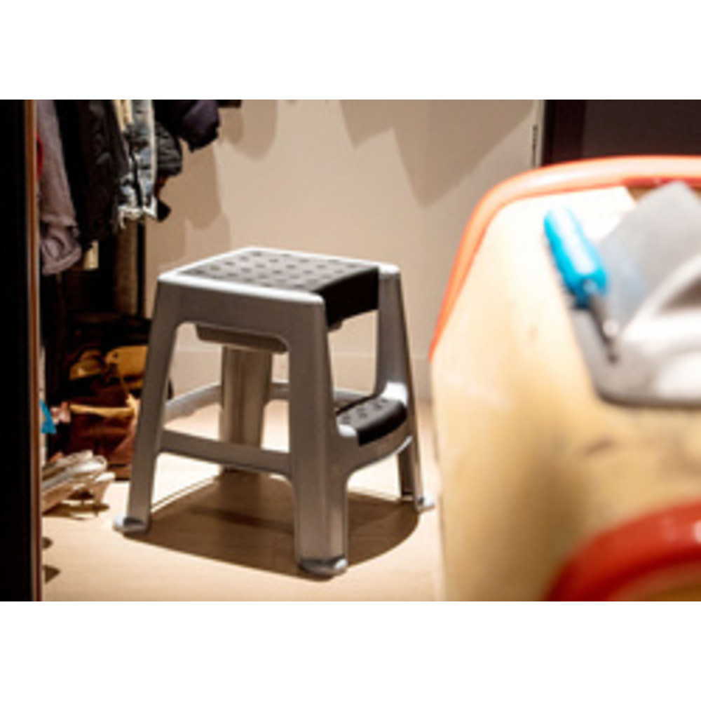 Marchepied, 1 niveau, PP, gris/noir