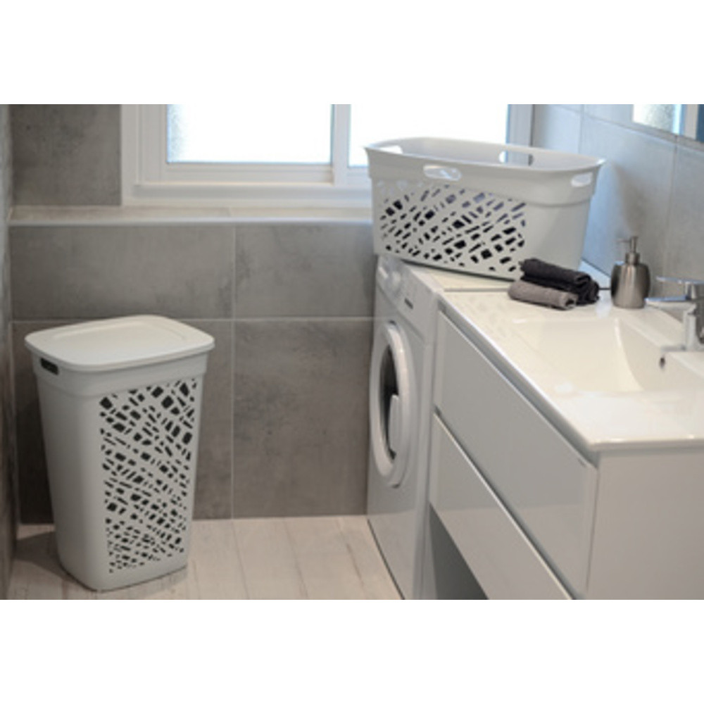 Panier à linge ALMERIA, avec couvercle, 60 L, blanc