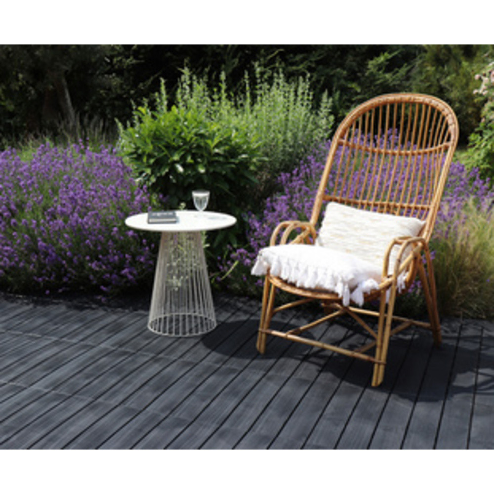 Dalle de sol imitation bois, (L)500 mm, plastique, noir