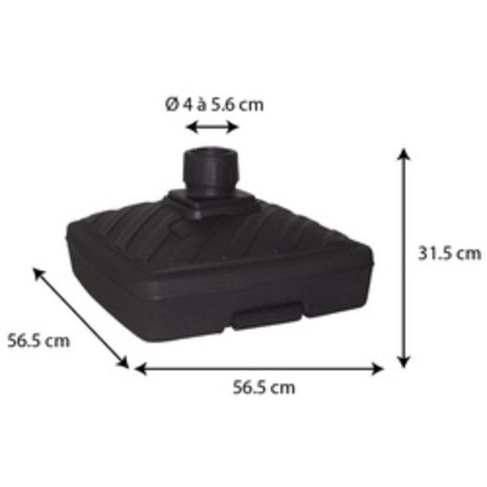 Pied de parasol, plastique, carré, (L)565 mm, gris