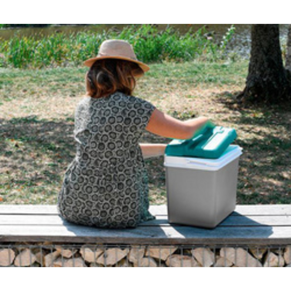 Glacière, plastique, 15 litres, gris / bleu lagune
