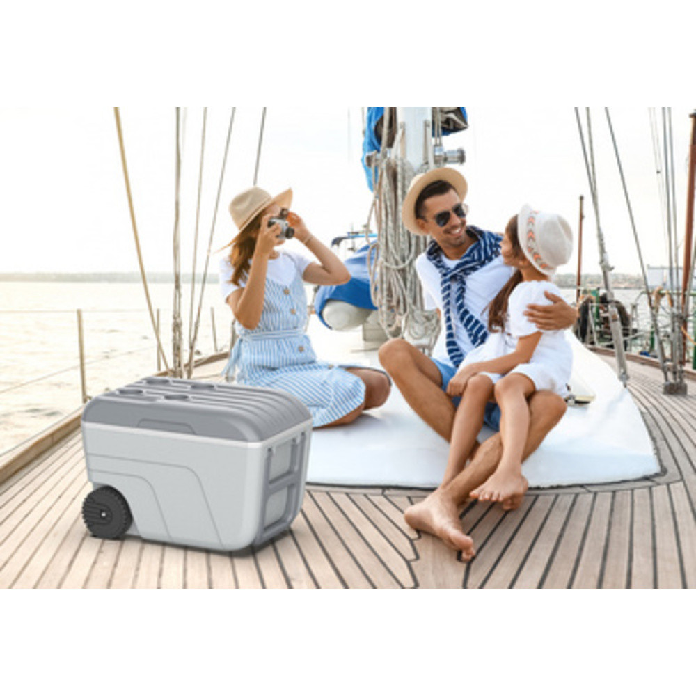 Glacière NOMADE, 52 litres, mobile, curcuma/gris