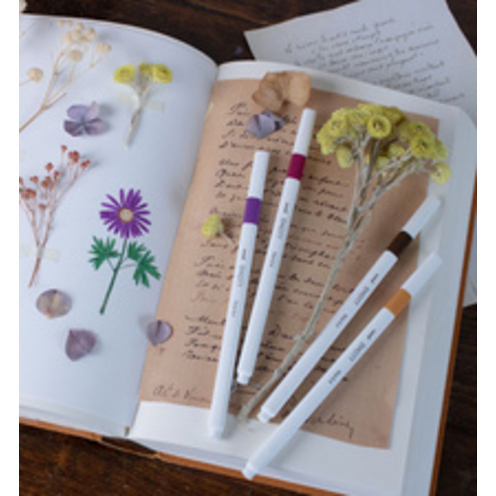 Stylo Uni ball Fineliner EMOTT 5er Set Secret Garden pigmentierte Tinte auf Wasserbasis dokumentenecht starke 5x - vue 2