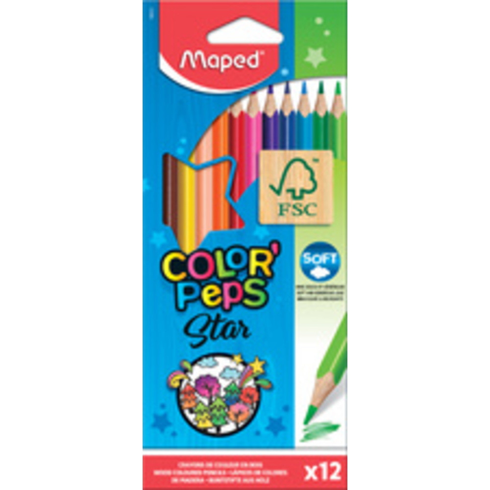 Maped Crayons de Couleur Color'Peps Classic 36 Couleurs Vives Crayon de Coloriage Triangulaire Ergonomique Pochette Carton de 36 Crayons en Bois Certifiés FSC - vue 2