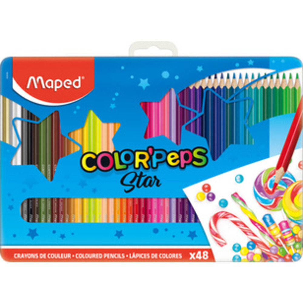 MAPED Crayon de couleur COLOR'PEPS, tui mtal de 48