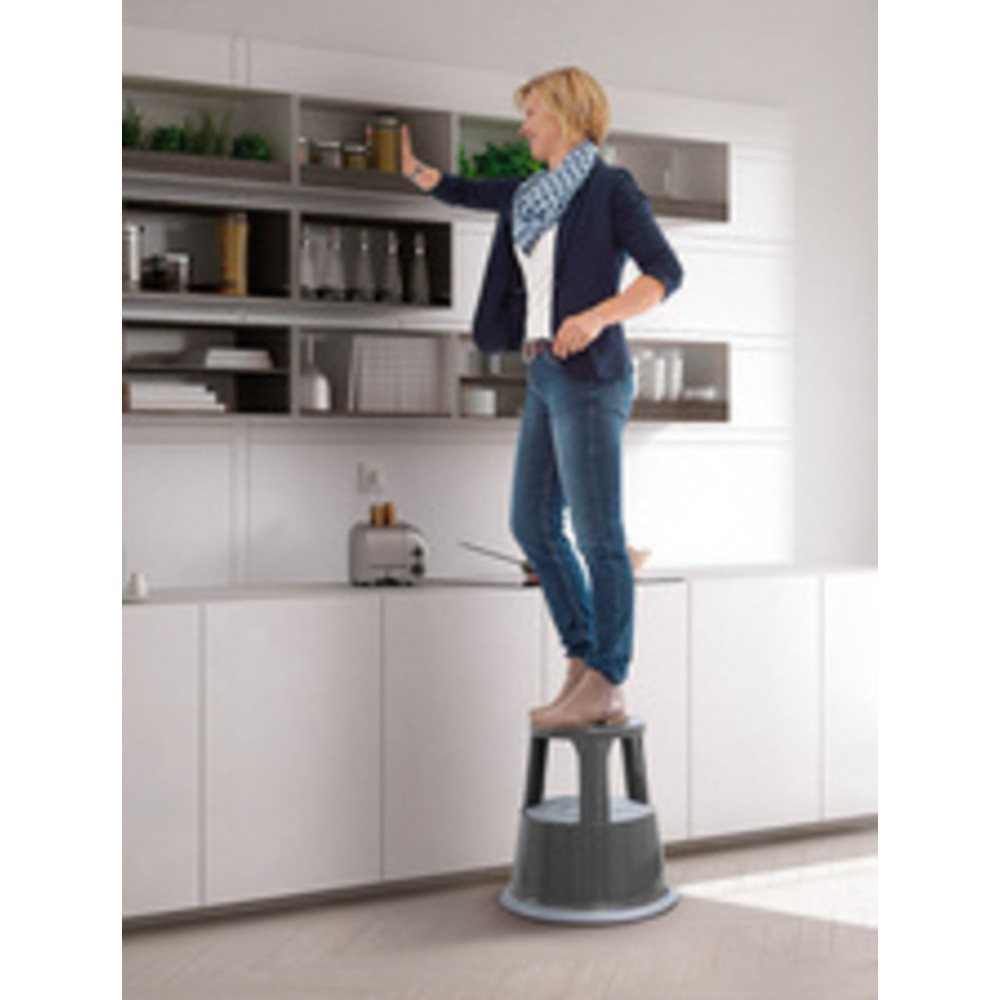 Tabouret marchepied, en métal, RAL 7012, gris