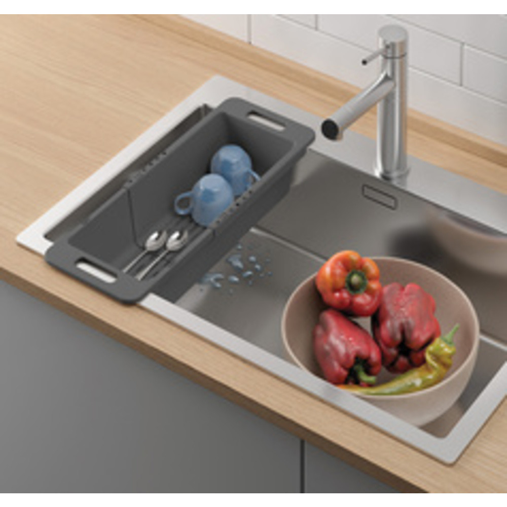Égouttoir Drain-Flex, extensible, plastique, gris