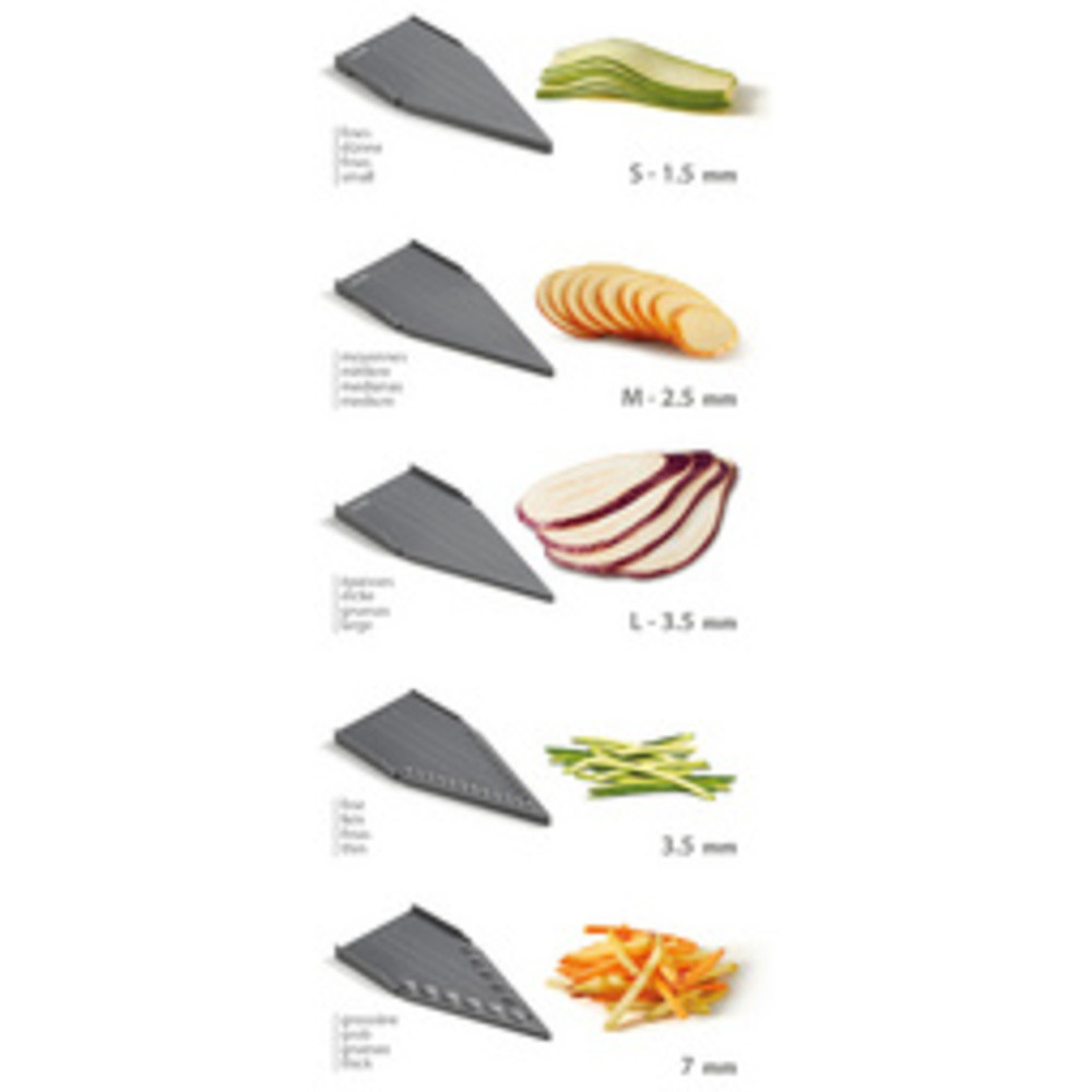 Mandoline universelle Slice-V, 5 inserts, gris