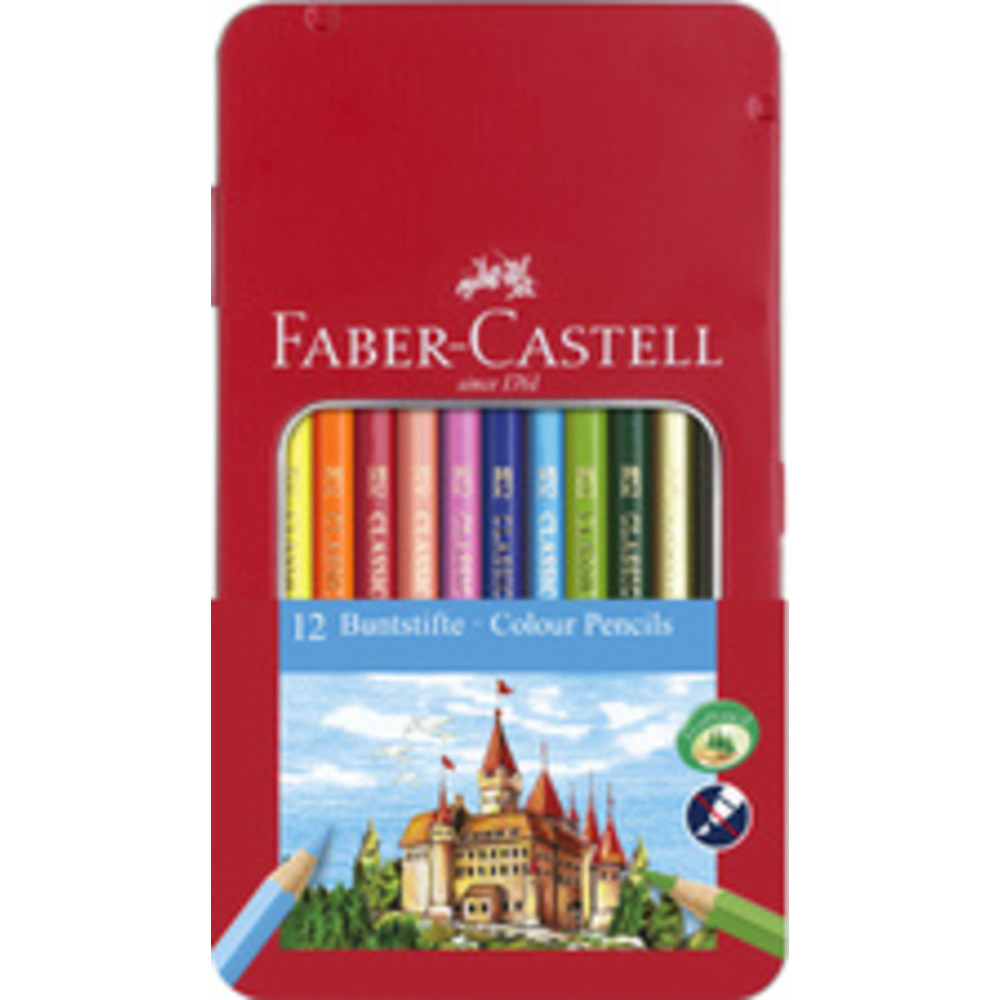 Crayons de couleurs CASTLE, étui métal de 48