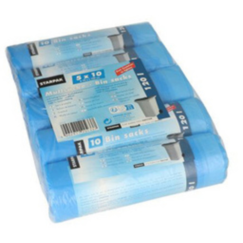 STARPAK Sac poubelle HDPE à liens coulissants, 120 litres