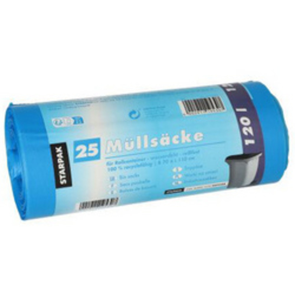 Sac poubelle HDPE, 120 litres, bleu