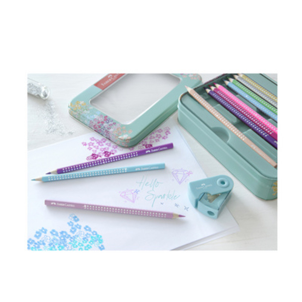 Crayon couleur triangle GRIP SPARKLE, étui